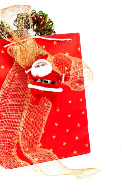 Noel Baba ve kırmızı çanta — Stok fotoğraf