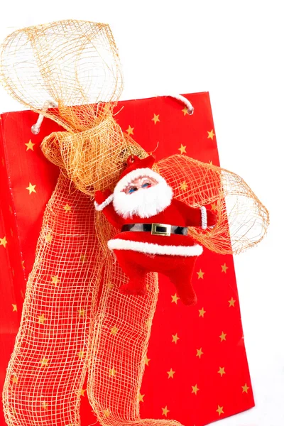 Babbo Natale e borsa rossa — Foto Stock