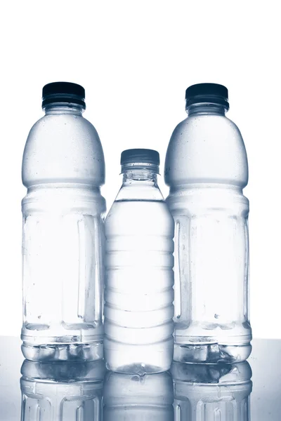 Tre bottiglie di acqua minerale — Foto Stock