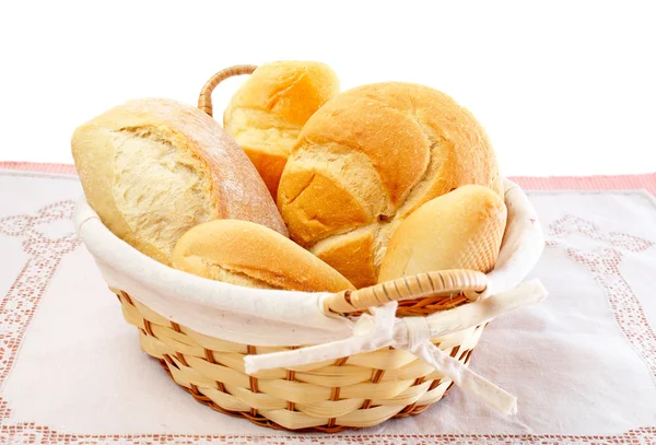 Fresh breads in a basket — Stock Photo, Image