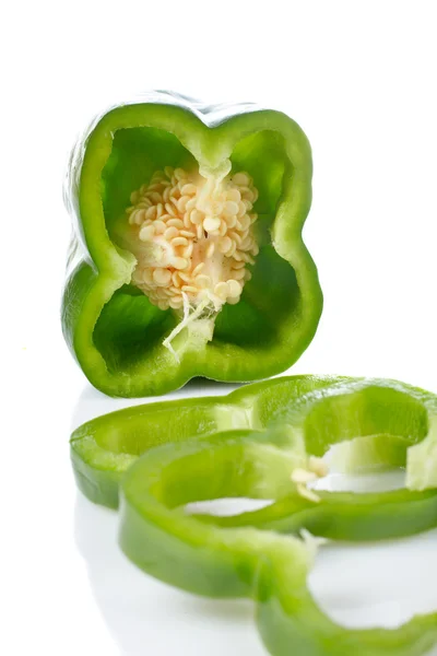 Groene peper schijfjes — Stockfoto