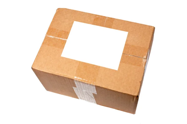 Pudełko z pustą etykietę — Zdjęcie stockowe