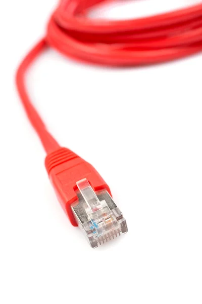 Röd nätverkskabel — Stockfoto