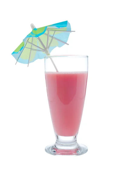 Aardbei milkshake met paraplu — Stockfoto