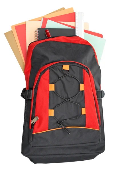 Ryggsäck med skolmaterial — Stockfoto