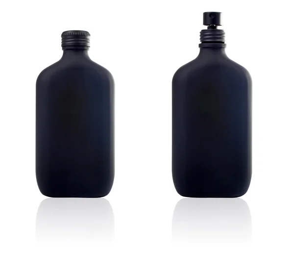 Дві пляшки парфуму та спрею з відображенням — стокове фото
