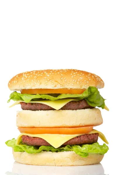 Dubbele cheeseburger Stockafbeelding