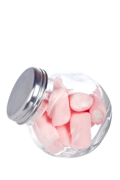 Růžový marshmallows v skleněné nádoby Royalty Free Stock Obrázky