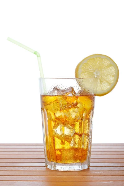 Склянка льодовикового чаю з лимоном Стокова Картинка