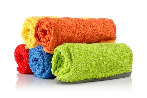 Meerkleurige handdoeken rollen Stockafbeelding