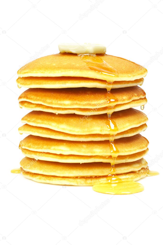 Pancakes with syrup and butter