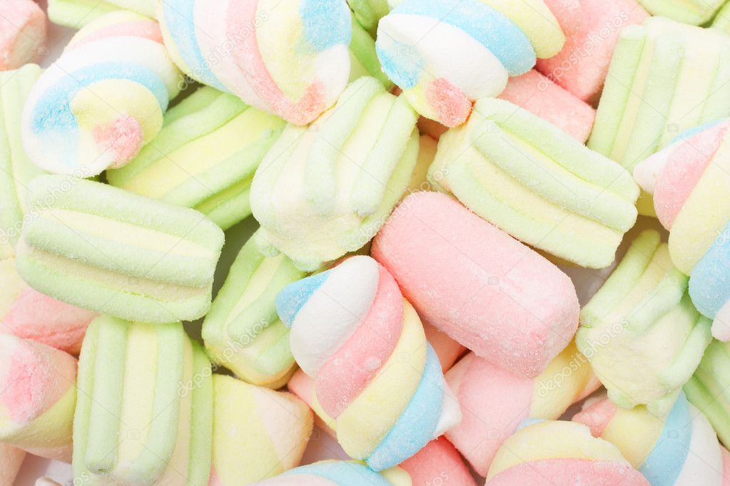Multicolored marshmallows background