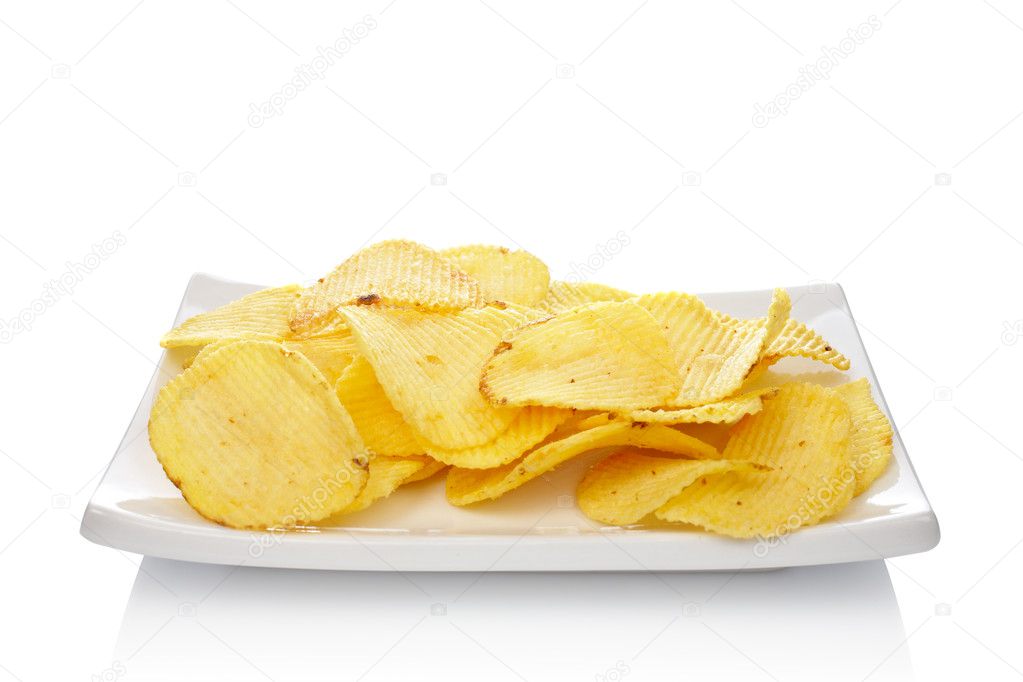Potato chips on a dish