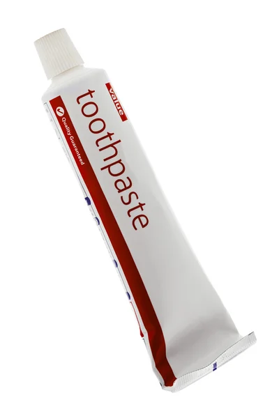 Pasta de dentes em tubo branco — Fotografia de Stock