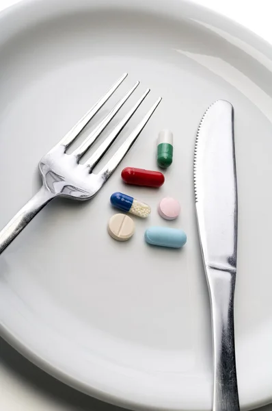 Eine Mahlzeit aus Pillen — Stockfoto