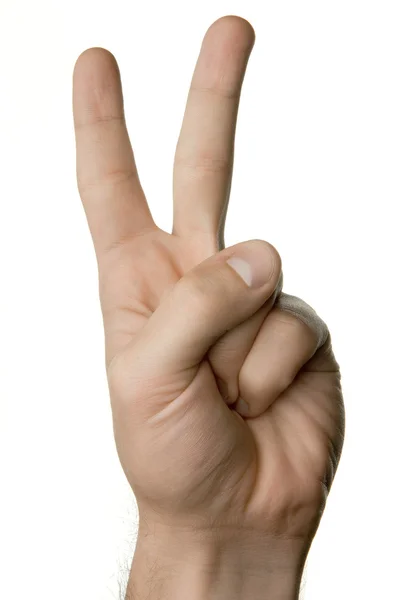 Mão mostrando sinal de vitória — Fotografia de Stock