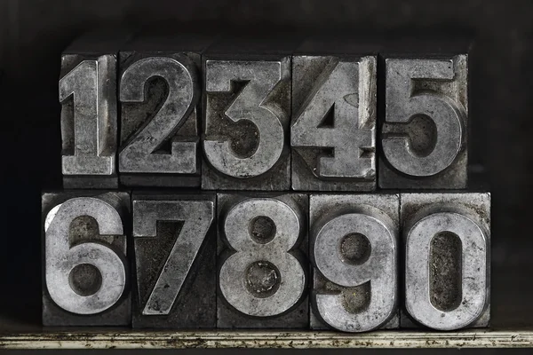 Bly bokstäver siffror Stockbild