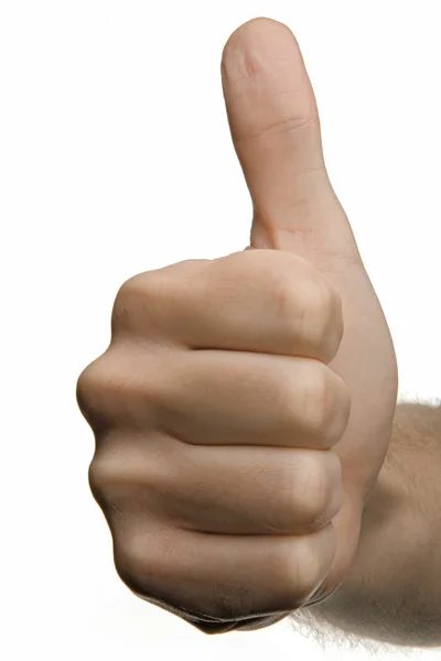 Man's hand weergegeven: duim omhoog Stockafbeelding