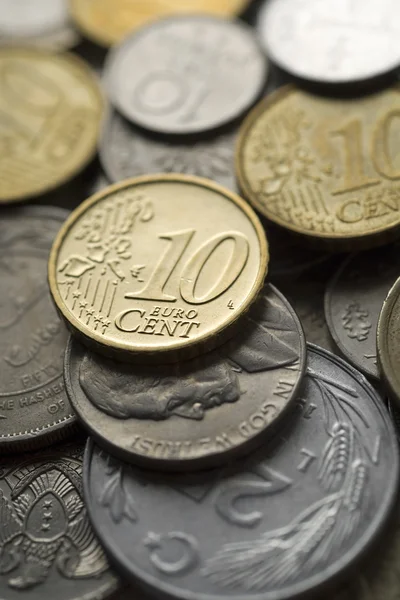 Diez centavos de euro en la parte superior Imagen de archivo