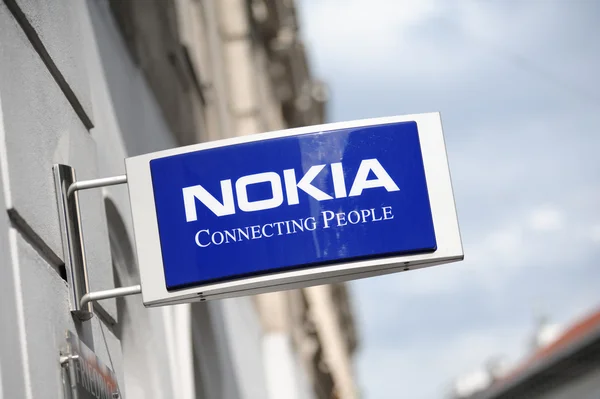 Sign of the NOKIA store in Helsinki — Stock Photo, Image