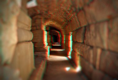 3D anaglyph of empty tunnel clipart