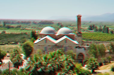 3D anaglyph stereo image of Isa Bey Mosque, Turkey clipart