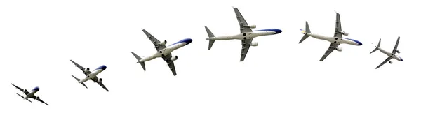 Політ літака деталізує шляхами — стокове фото