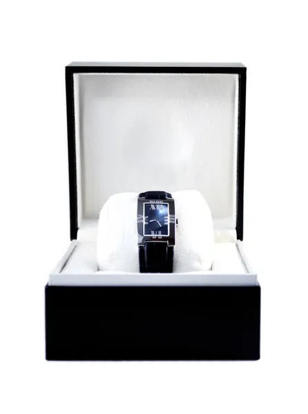 Luxe horloge in zwarte doos — Stockfoto