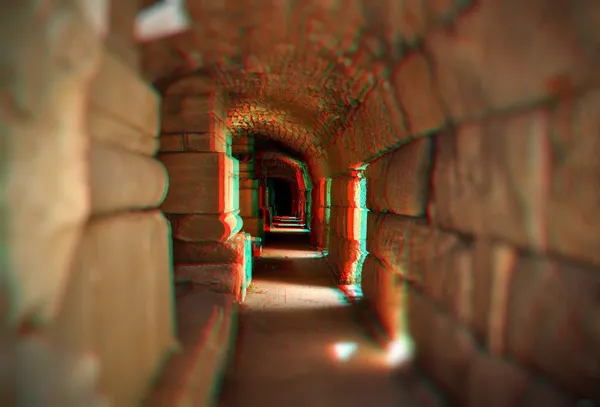 Anaglifo 3D del tunnel vuoto — Foto Stock