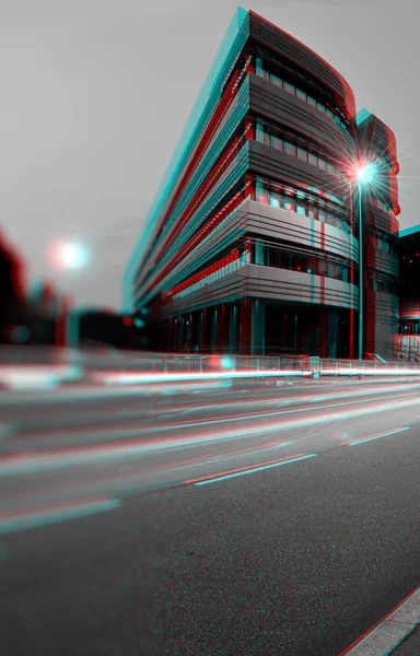 3D-Anaglyphenbild eines Bürogebäudes — Stockfoto
