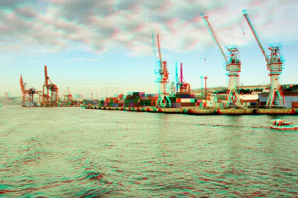 Anaglifo 3D del puerto de Estambul . — Foto de Stock