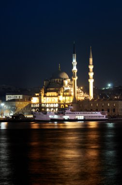 New Mosque, Yeni Camii, at twilight clipart