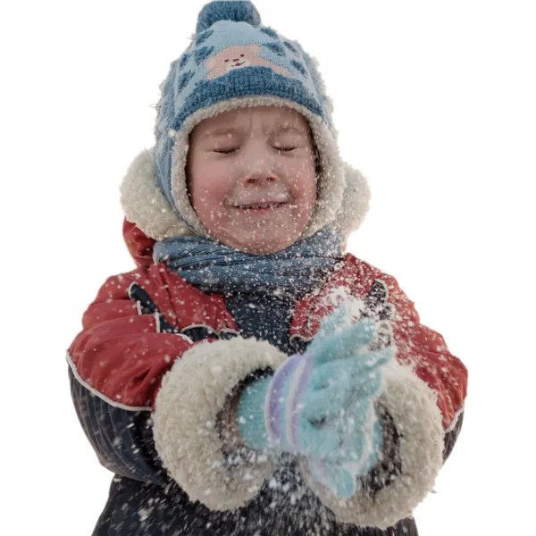 Den pojken och snöflingor — Stockfoto
