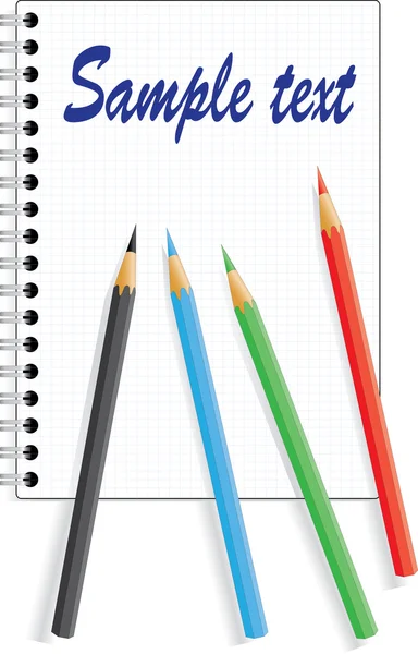 stock vector Notebook and pencils