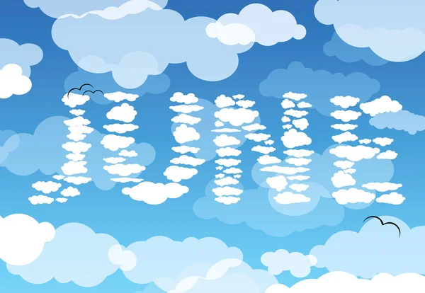 Junio hecho de nubes — Vector de stock