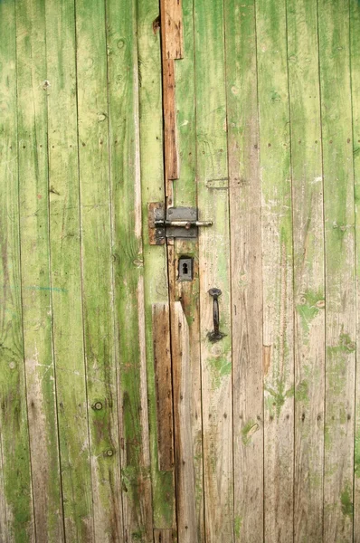 Uzavřít zelené dřevěné dveře — Stock fotografie