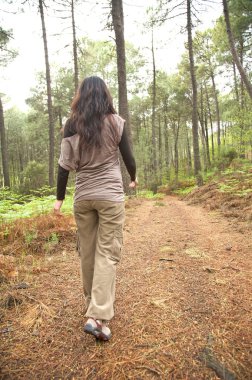 Woman backwards on brown path clipart