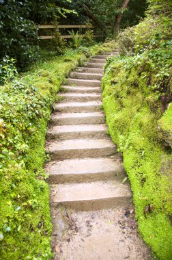 Stone stairs at garden clipart