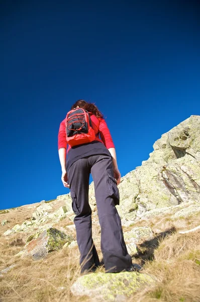 Back hiking woman — Stock Photo, Image
