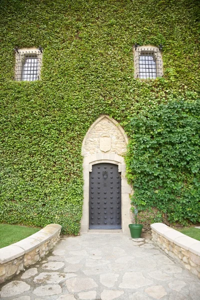 Jak twarz ściany drzwi zamek peralada — Zdjęcie stockowe