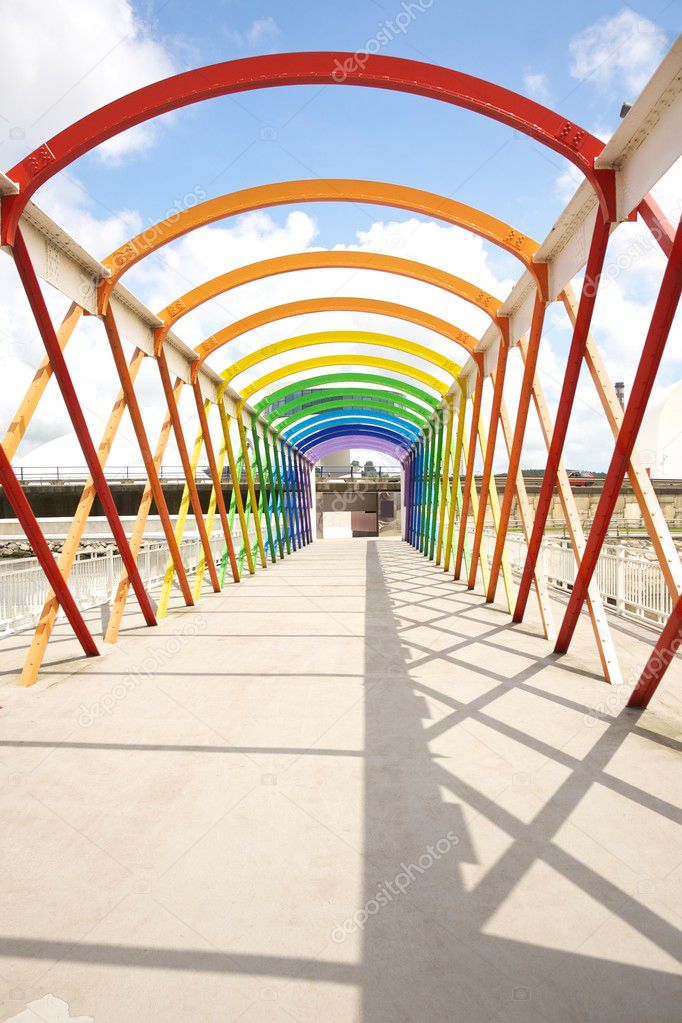 Colorful footbridge