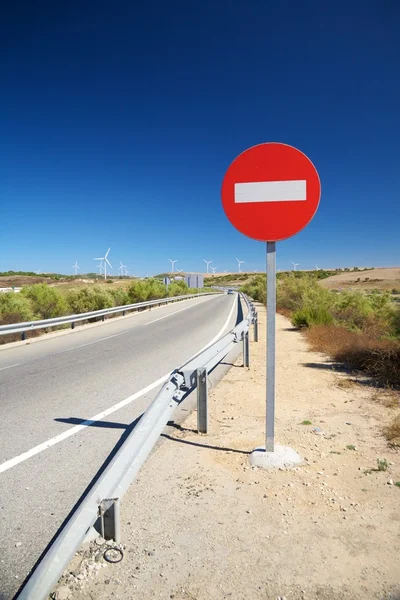 No entry signal and guardrail — Stock Photo, Image