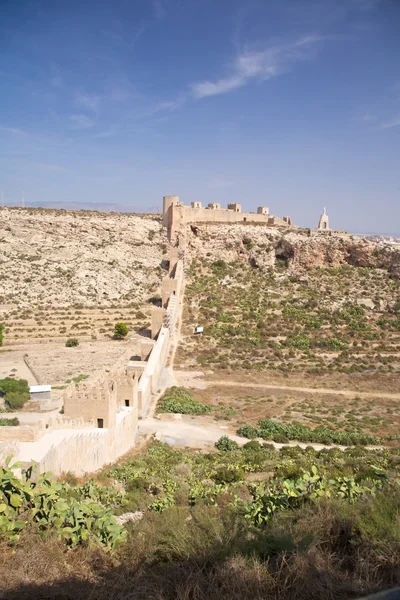Grande muralha no castelo de Almeria — Fotografia de Stock