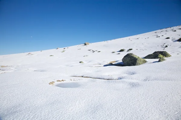 Snö pöl och stenar — Stockfoto
