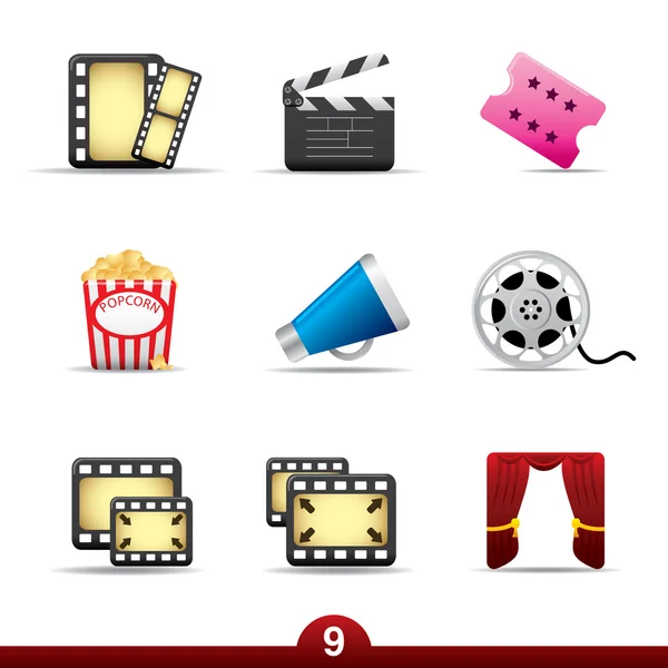Iconos de películas y películas.. serie n.º 9 Vector de stock