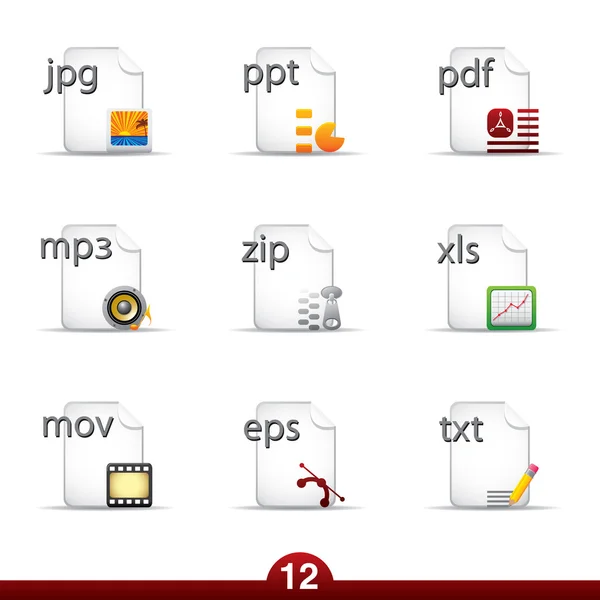 File icons..series no.12 — Stock Vector