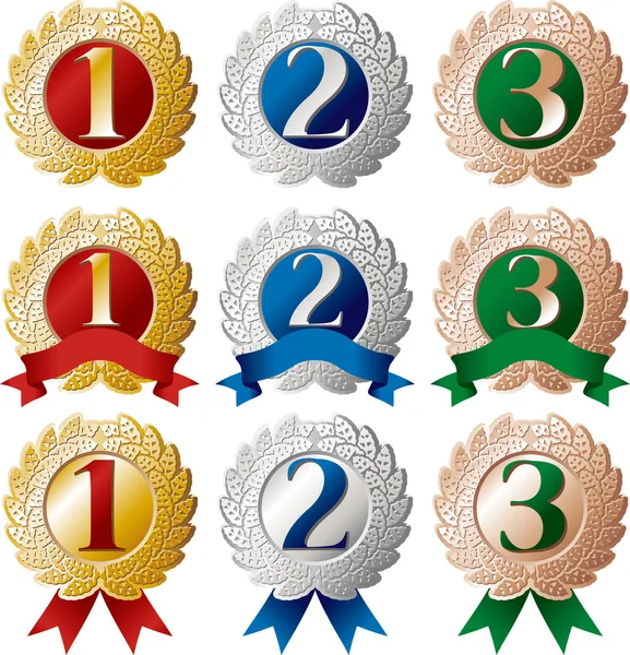Conjunto de medalhas de classificação — Vetor de Stock
