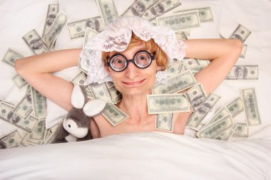 Sleeping with money clipart