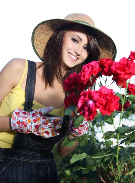 Krásná žena zahradník — Stock fotografie