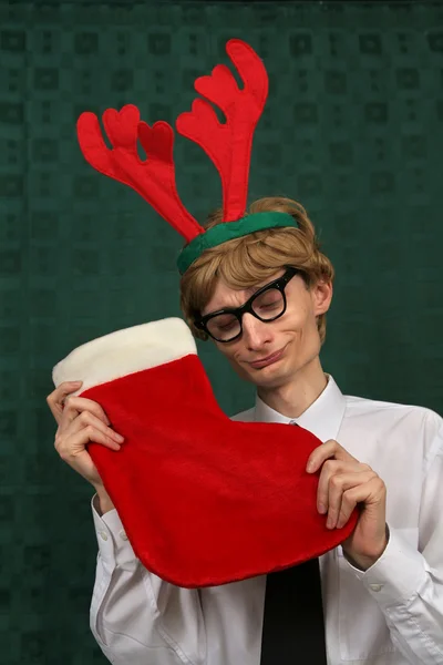 Lindo nerd de Navidad — Foto de Stock